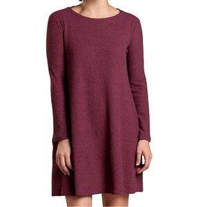 Toad & Co Foothill Swing Dress Waffle Knit Winter Long Sleeve Granola Size Small